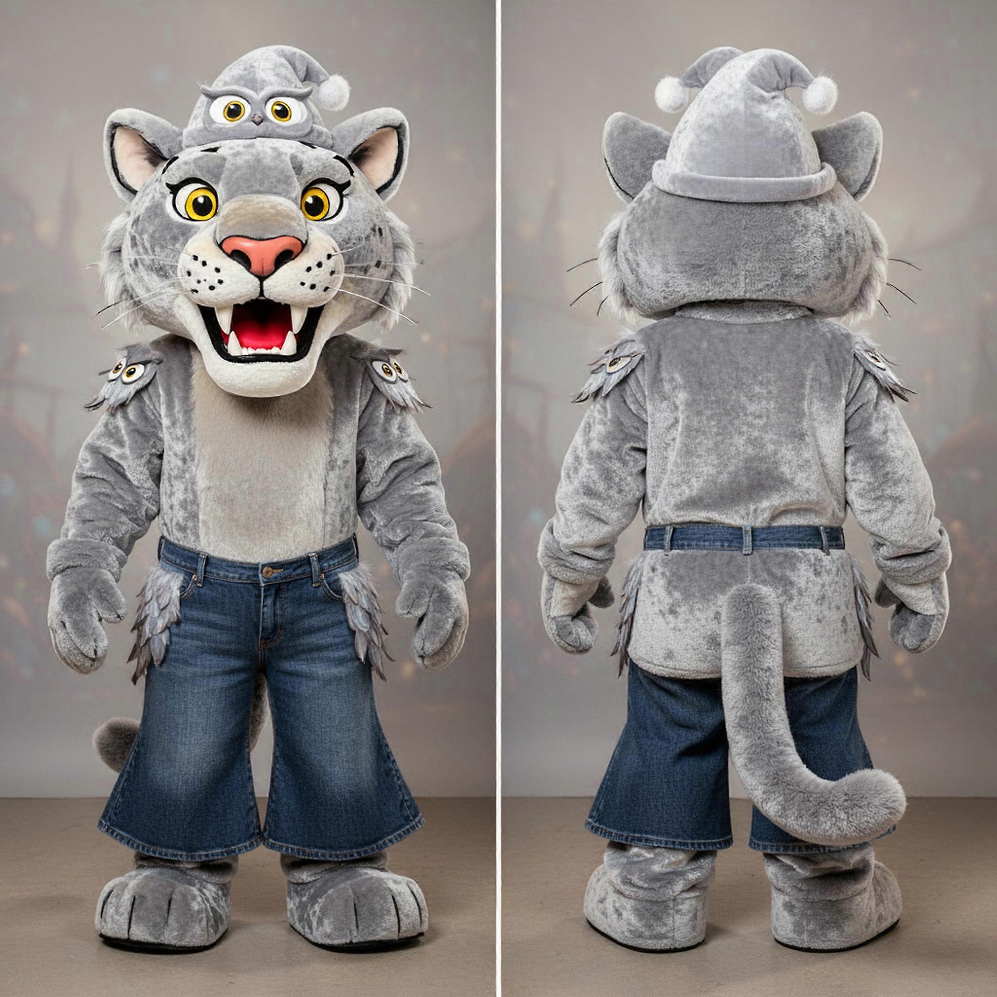 MASTICOT Silver Cartoon Smilodon Mascot