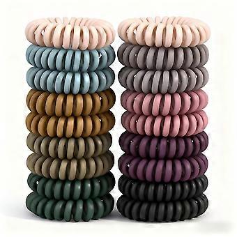 18 Pack Spiral Hair Ties, Vintage Matte No Crease Hair Elastics for Thick or Thinning Hair, Gentle Hold for Women & Kids