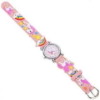 Kinderhorloge van siliconen met cartoonprint en verstelbare band, speelgoed om de tijd te leren, leuk cadeau voor buitenactiviteiten voor meisjes en jongens (1 stuk).