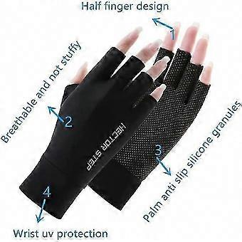 UPF 50+ UV Protection Fingerless Sun Gloves for Women - Hand Covers for Fishing, Driving, Cycling, Hiking