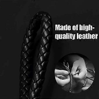 2 Pieces Braided Leather Keychain Braided PU Leather Car Key Ring Multifunction Car Keyring compatible with Men and Women Key Pendant, Black and Red