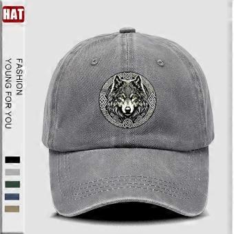 1 Stück runde Kappe mit aufgedrucktem Wolfskopf-Motiv, lässige Kappen für Herren, Kappen für Damen, klassische, atmungsaktive Baseballkappen, ideal für den Outdoor-Bereich.