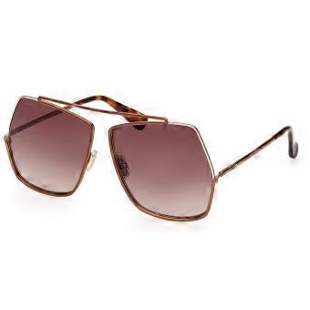 Max Mara MM0006 48F Full Rim Brown Gold Women Geometric Sunglasses UV3 Original