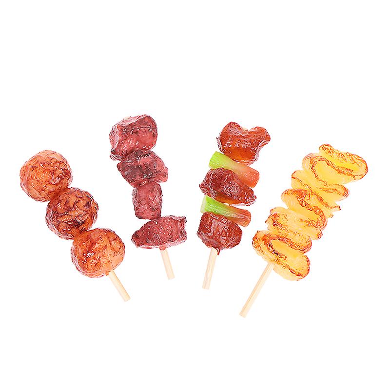 4pcs/set Simulation Mini Bbq Skewer Pretend Play Roast Beef Skewer Kitchen Toys