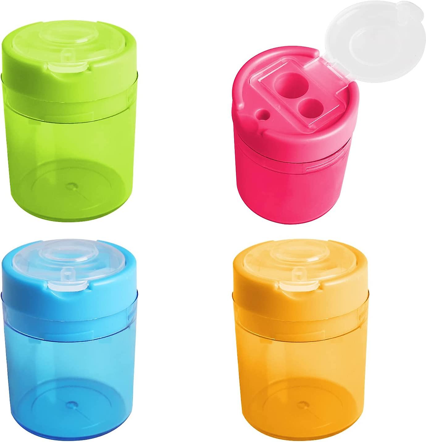 4pcs pencil sharpener,manual sharpener,double-hole pencil sharpener with lid (random color)