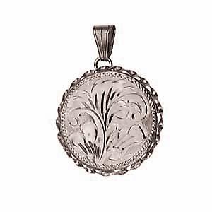 Silver 25mm engraved twisted wire edge flat round Locket