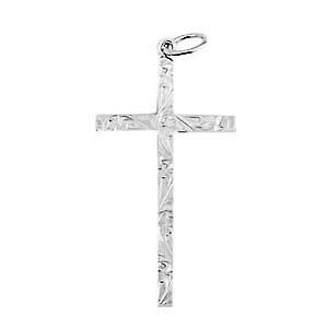 Silver 31x16mm hand engraved solid block Cross