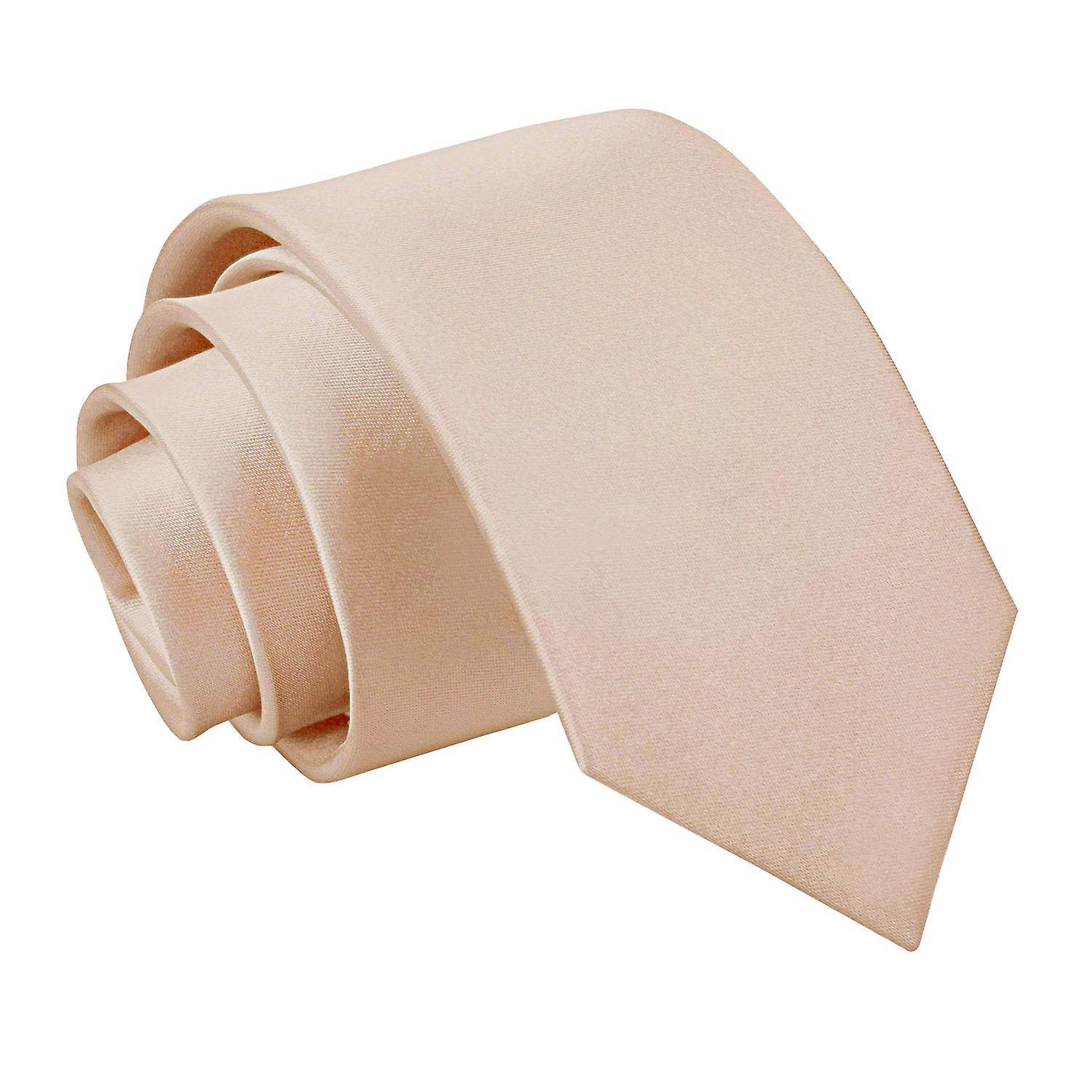Mocha Brown Plain Satin Slim Tie
