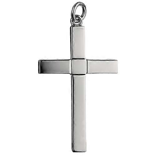 Silver 40x25mm engine turned centre square solid block Cross
