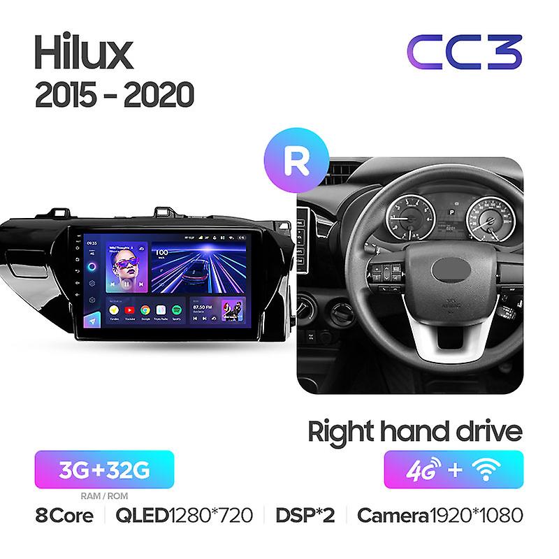 Cc3 2k For Toyota Hilux Pick Up An120 2015 - 2020 Right Hand Driver Car Radio Multimedia Video Player Navigation Stereo Gps Android 10 No 2din 2 Din D