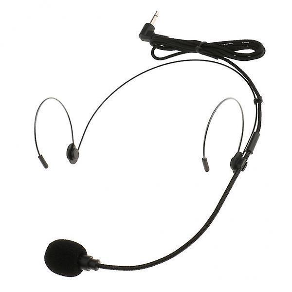 6xdouble Ear Hook Wired Headset Headworn Microphone Black 3.5mm Right Angle