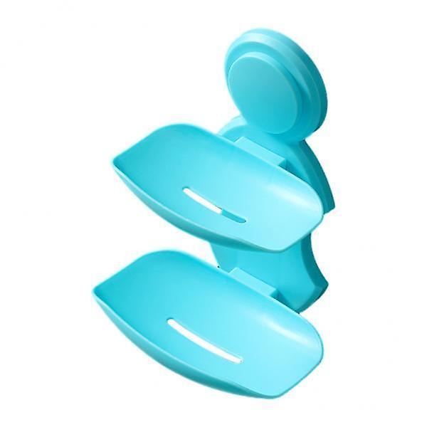 2x Double Layer Soap Holder Wall Mounted Drain Plastic Rack Bathroom