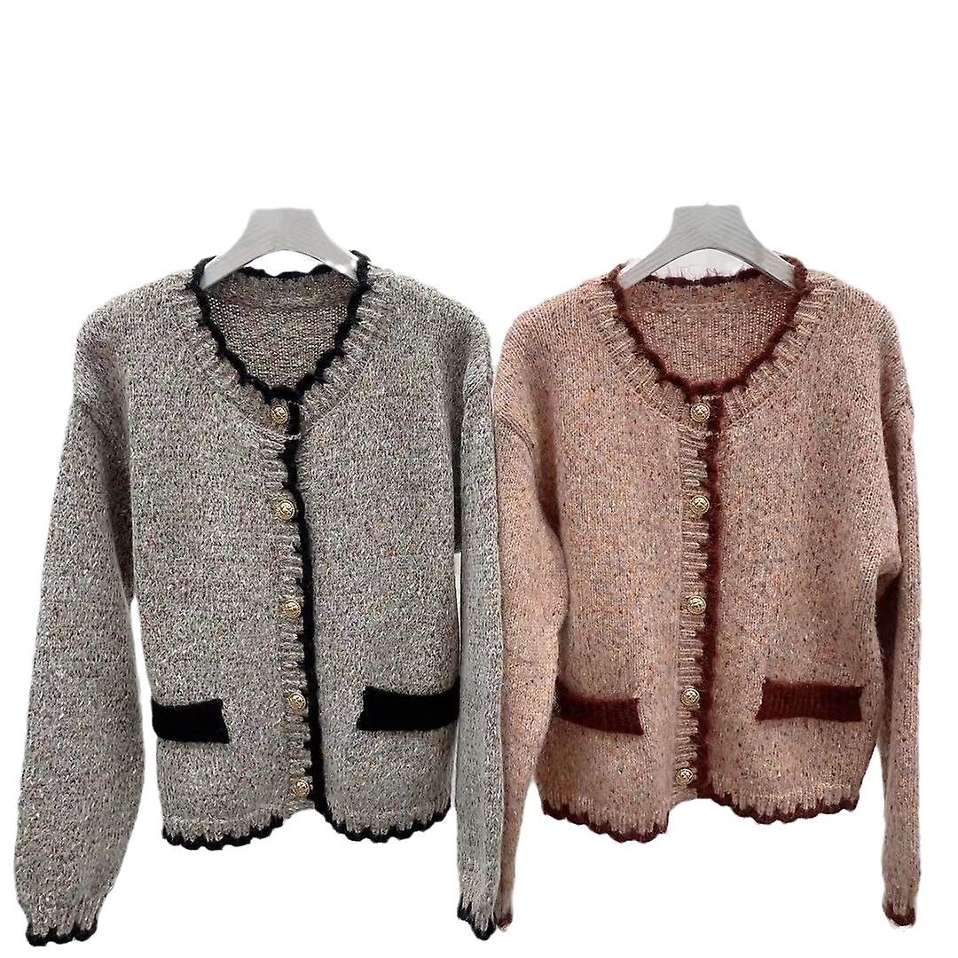 Enkelknäppt stickad twistjacka