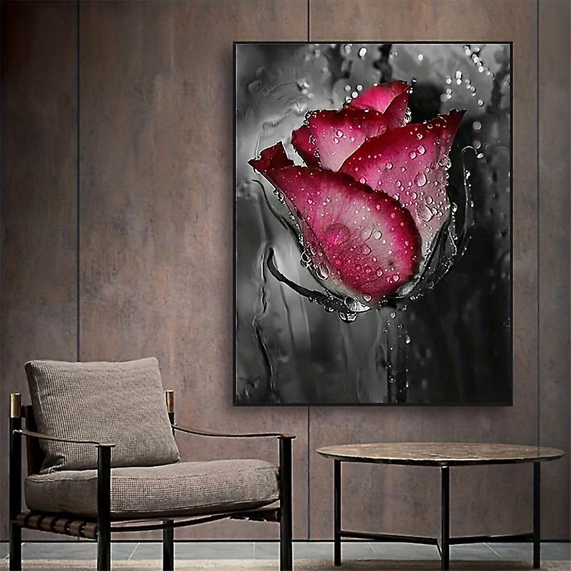 1pc 5d diy מלאכותי עגול מלא יהלומים ציור סט למבוגרים מתחילים יהלומים דפוס פרחים ללא מסגרת אמנות לקישוט קיר הבית ומתנה 1