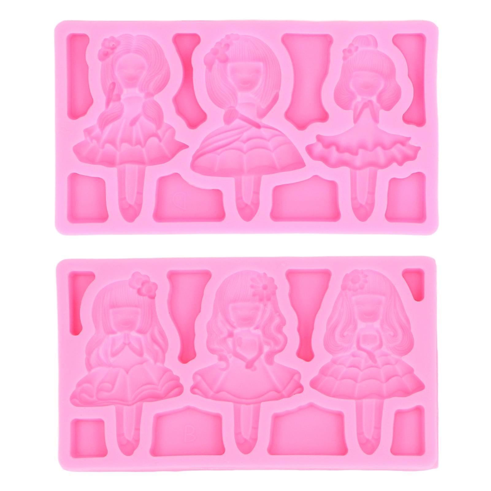 Silicone Mold for Cakes - 2Pcs Flexible Soft Beautiful Girl Shape Easy Demoulding Baking Mold for Fondant and Chocolate