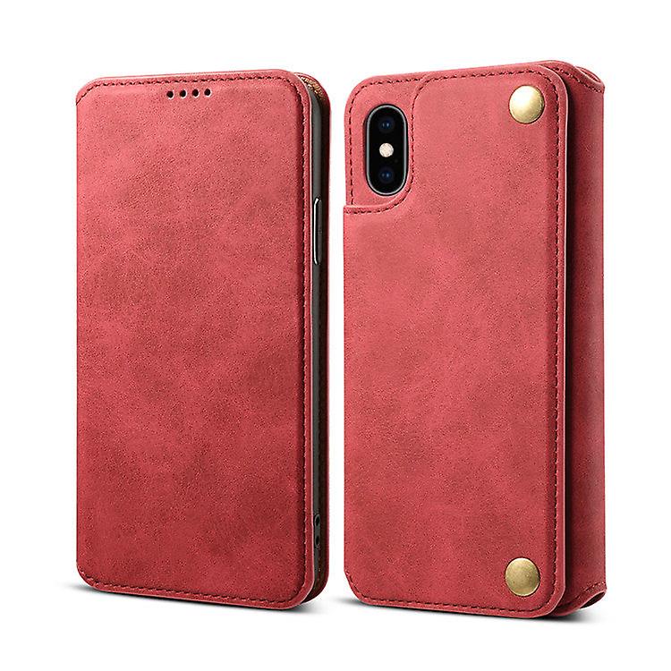 Wallet Leather Case Card Slot For Iphone Xs/x Red No4226