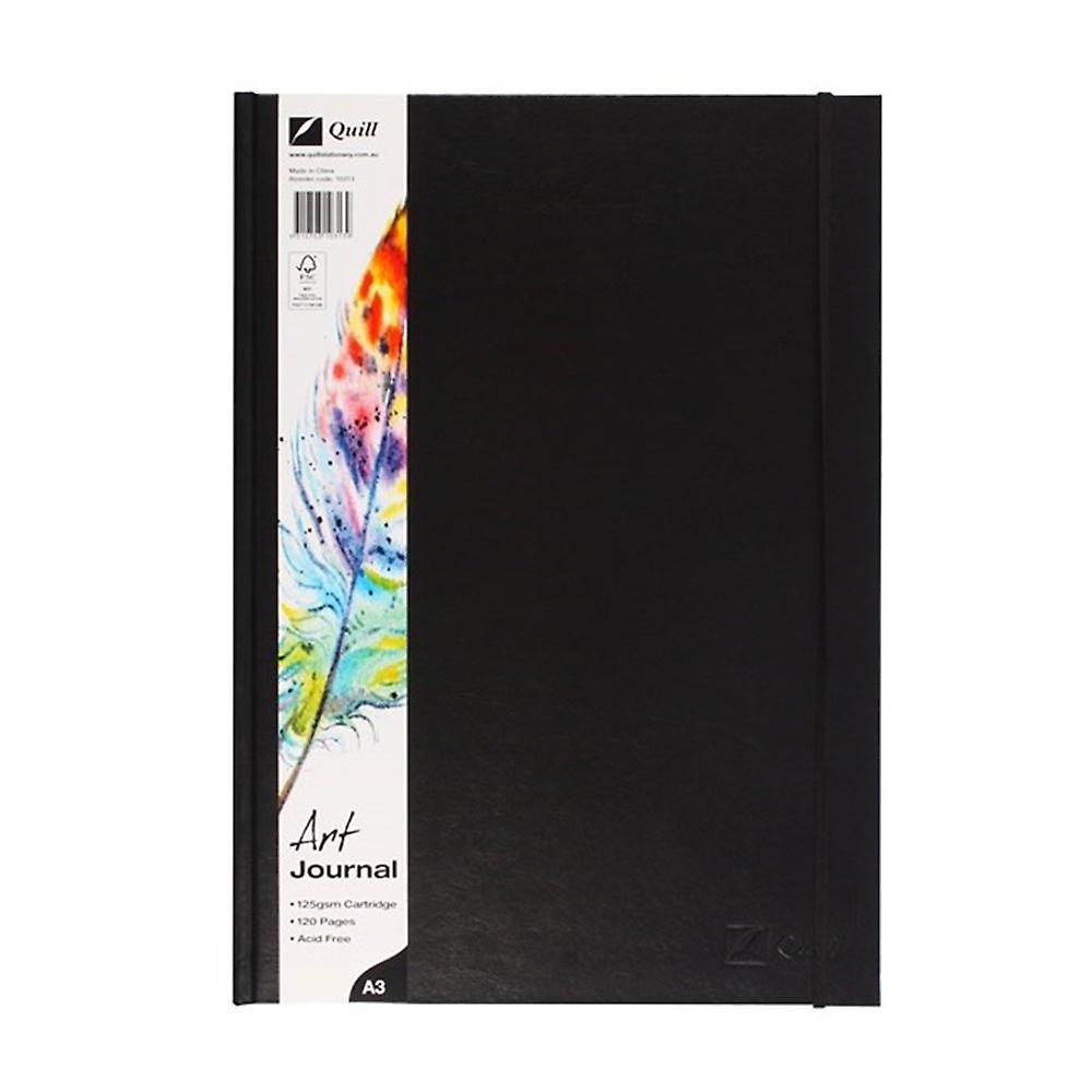 Quill A3 Art Journal Hardcover Stylish with Elastic Strap Closure 60LF 125gsm