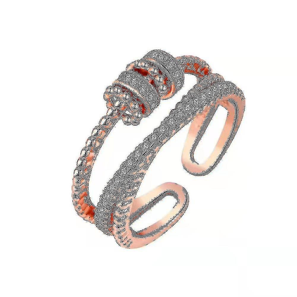 Micro-set Zircon Open Ring Female Multi-layer Cross Index Finger Ring Cold Wind Adjustable Hand Jewelry