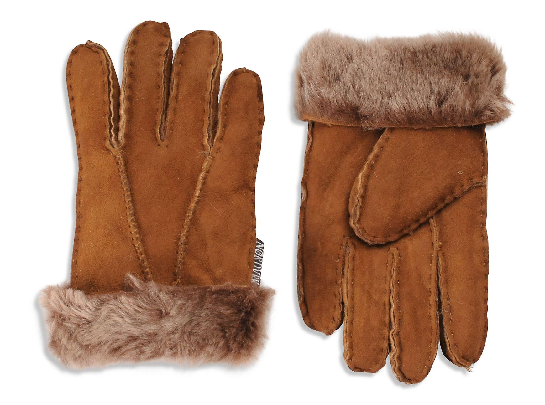 Nordvek Childrens 100% Genuine Sheepskin Gloves With Fur Cuff 313-100