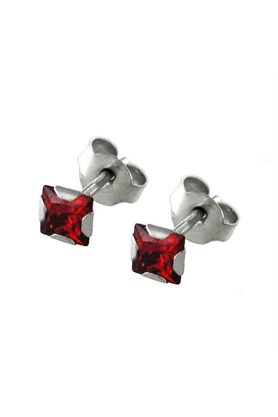 Stud Earrings Zirconia Squared Orange Silver 925 - Gl92264