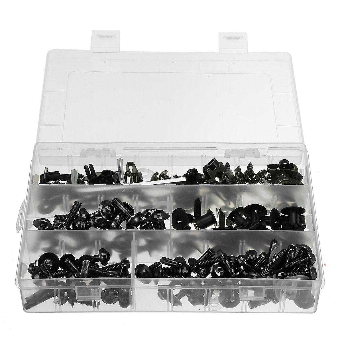 198Pcs Motorcycle Nylon Washer Kitfairing Bolts Screws Retainer Fastener Clips