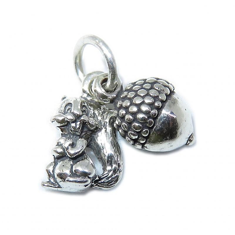 Tiny Squirrel & Acorn Sterling Silver Charm .925 X 1 Squirrels Acorns