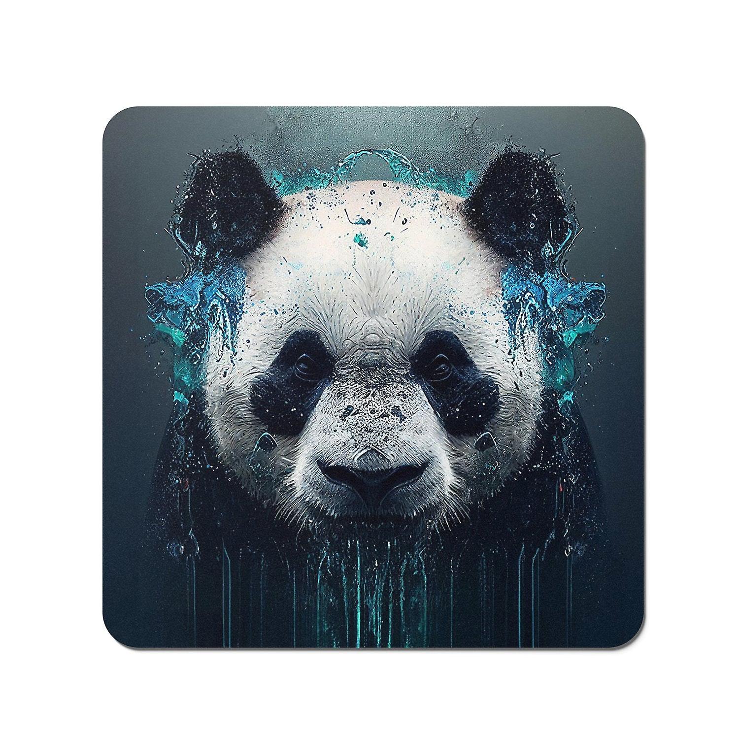 Panda Face Splashart Dark Background Coasters