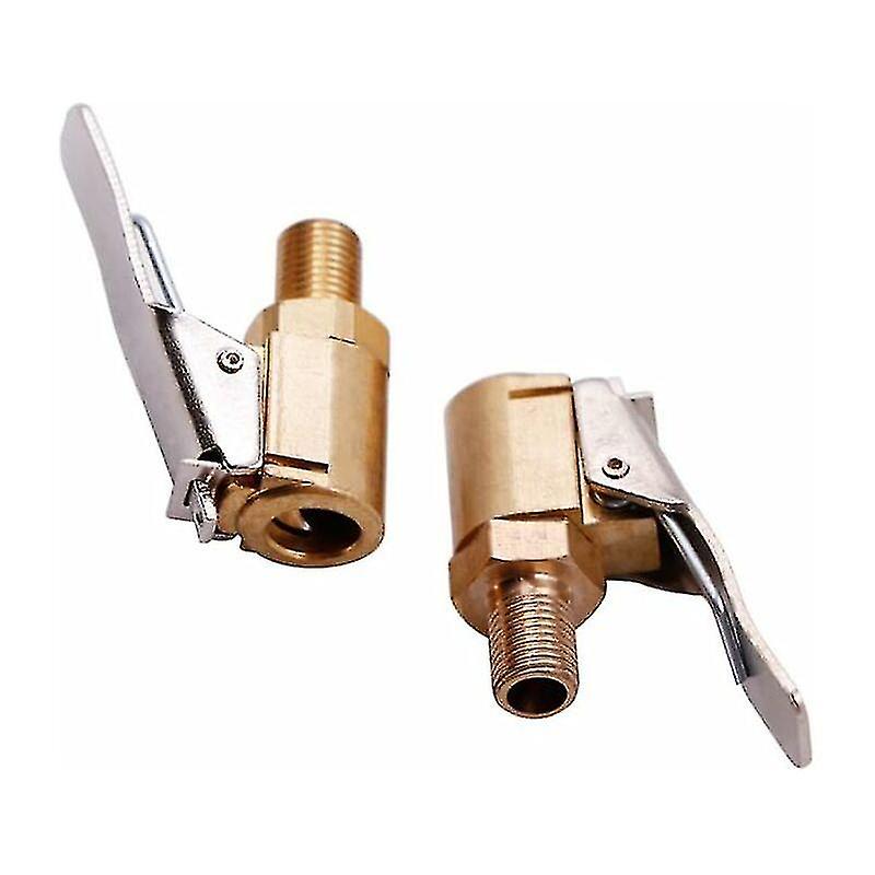 2 Piece Car Tire Valve Adapter, 8mm Pump Nozzle Brass Inflation Valve Clip Clamp Connector Adapter F