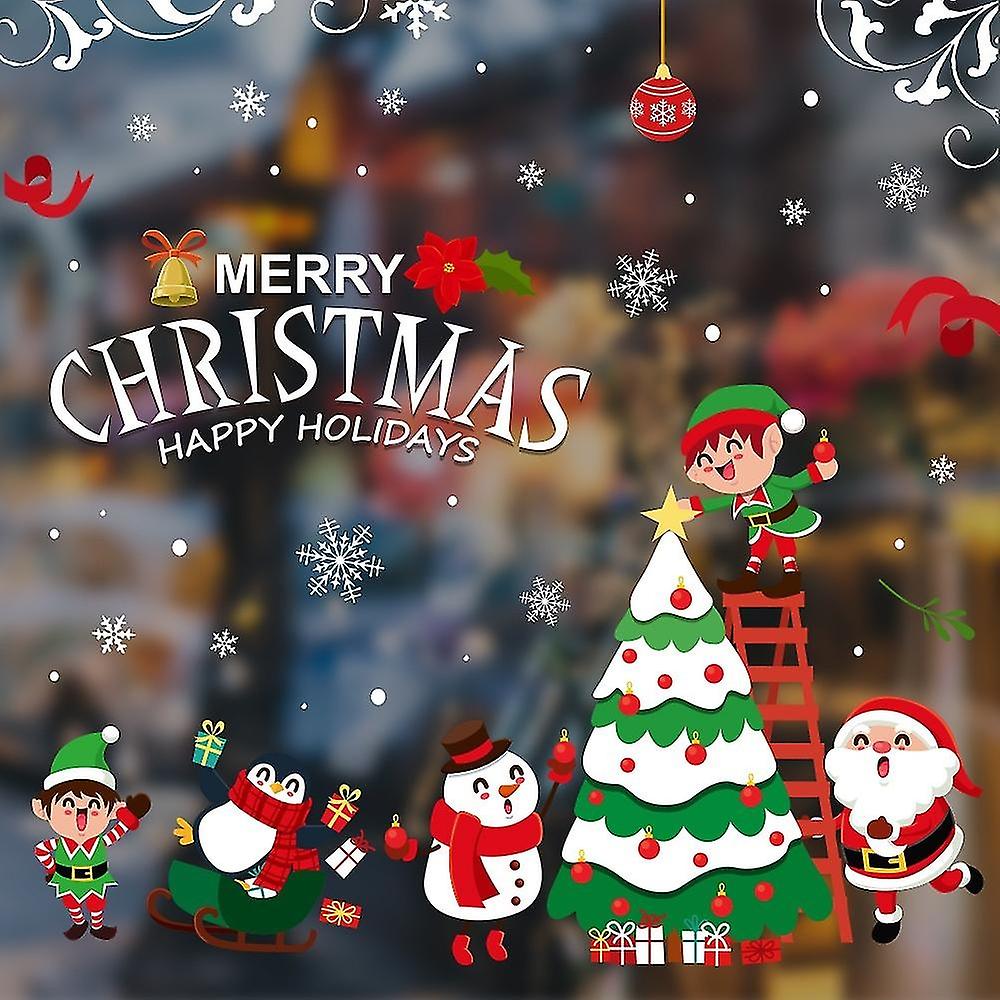 Christmas Static Stickers Christmas Wall Window Showcase Decoration（3）