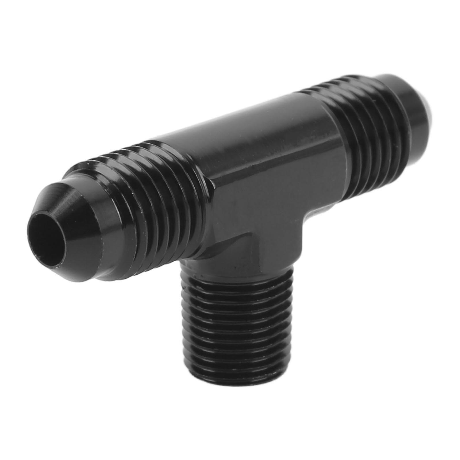Tee Adapter 3 Way T Shaped Connector Fitting Aluminium Alloy Black Anodized Finish 4AN to 1/8 NPT 