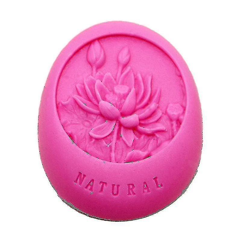 Miniowl-oval Shape Lotus Pattern Silicone Soap Mold