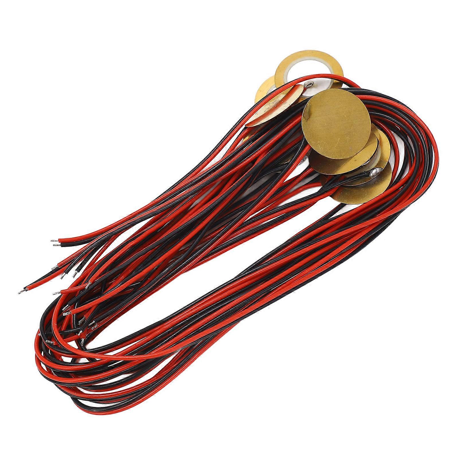 12 stk 27mm piezoplater med ledning messing piezoelektrisk disk piezo pickup transduser for akustisk gitar tromme trigger