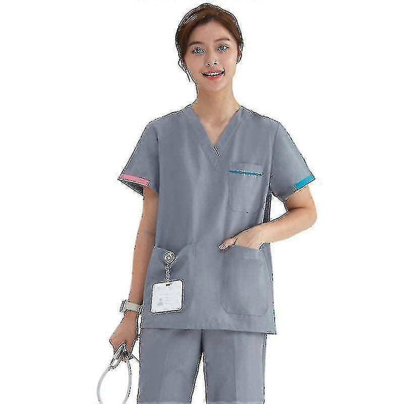 Scrub Set For Women - Enhanced V-neck Top Multi Pocket Pants