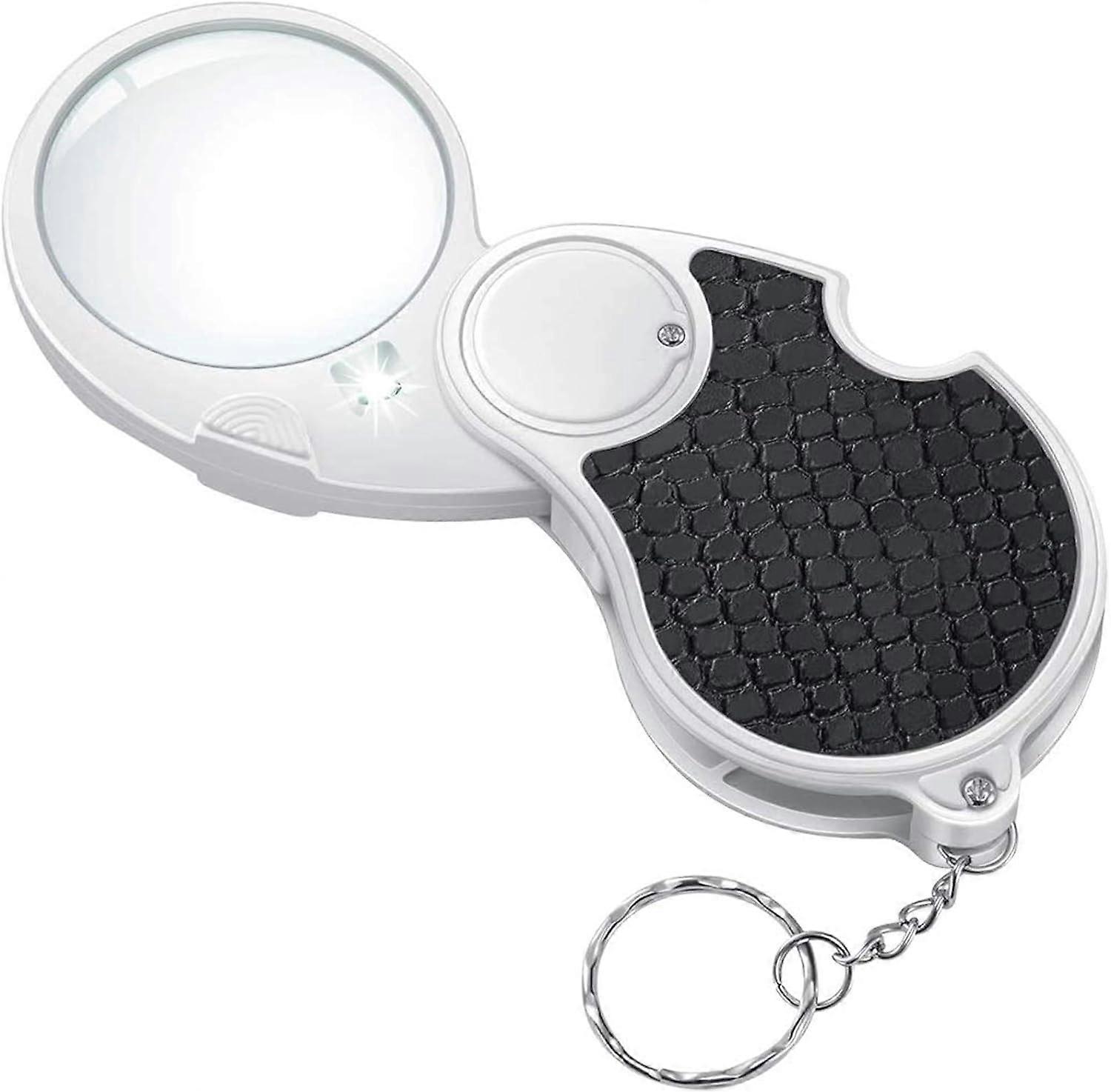 Magnifying Glass with Light,Illuminated Magnifying Glass,5x Handheld Magnifier Small Illuminated Foldable Hand-Illuminated Magnifying Glass for Read -