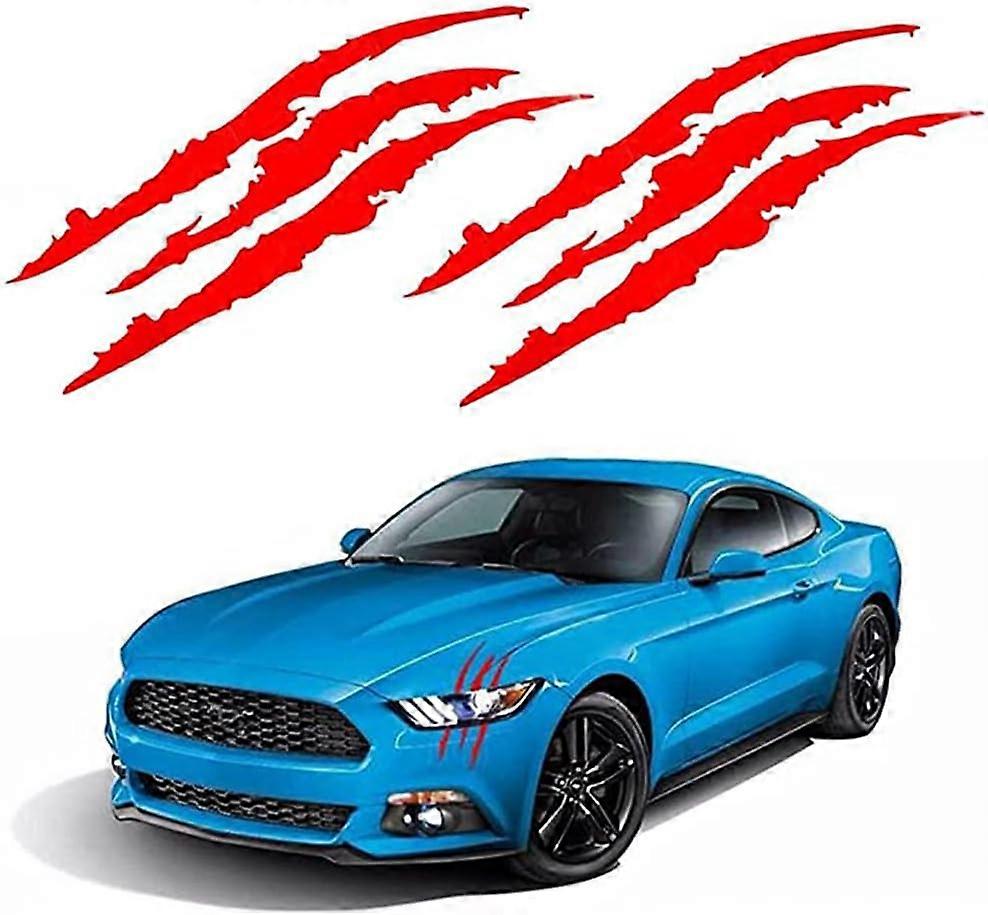 2PCS Claw Marks Reflective Sticker Decal for Car Headlight (Red)