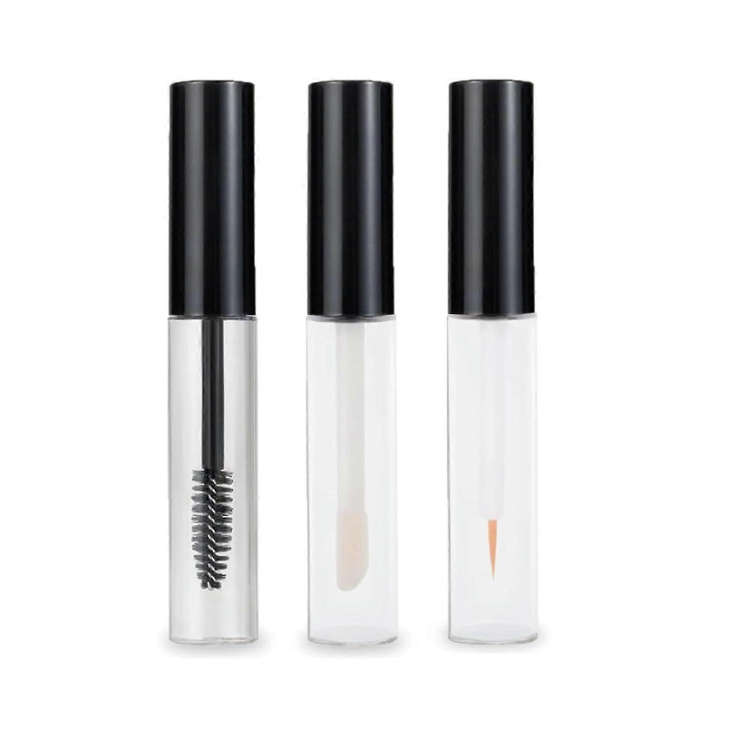 3Pcs 10ml Black Empty Mascara Tube and Wand Glass, Mascara Tubes Empty for Castor Oil, Empty Mascara Tube, Empty Mascara Bottles with Brush, Clear Gla