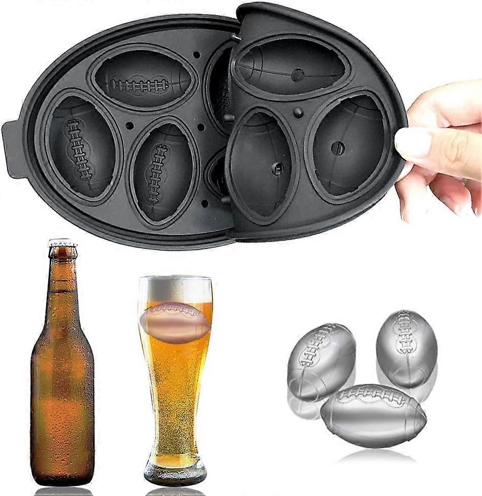 Ice Cube Tray, Football Ice Cube Molds Reusable Silicone Flexible Ice Maker Makes Six Ice Puck Molds