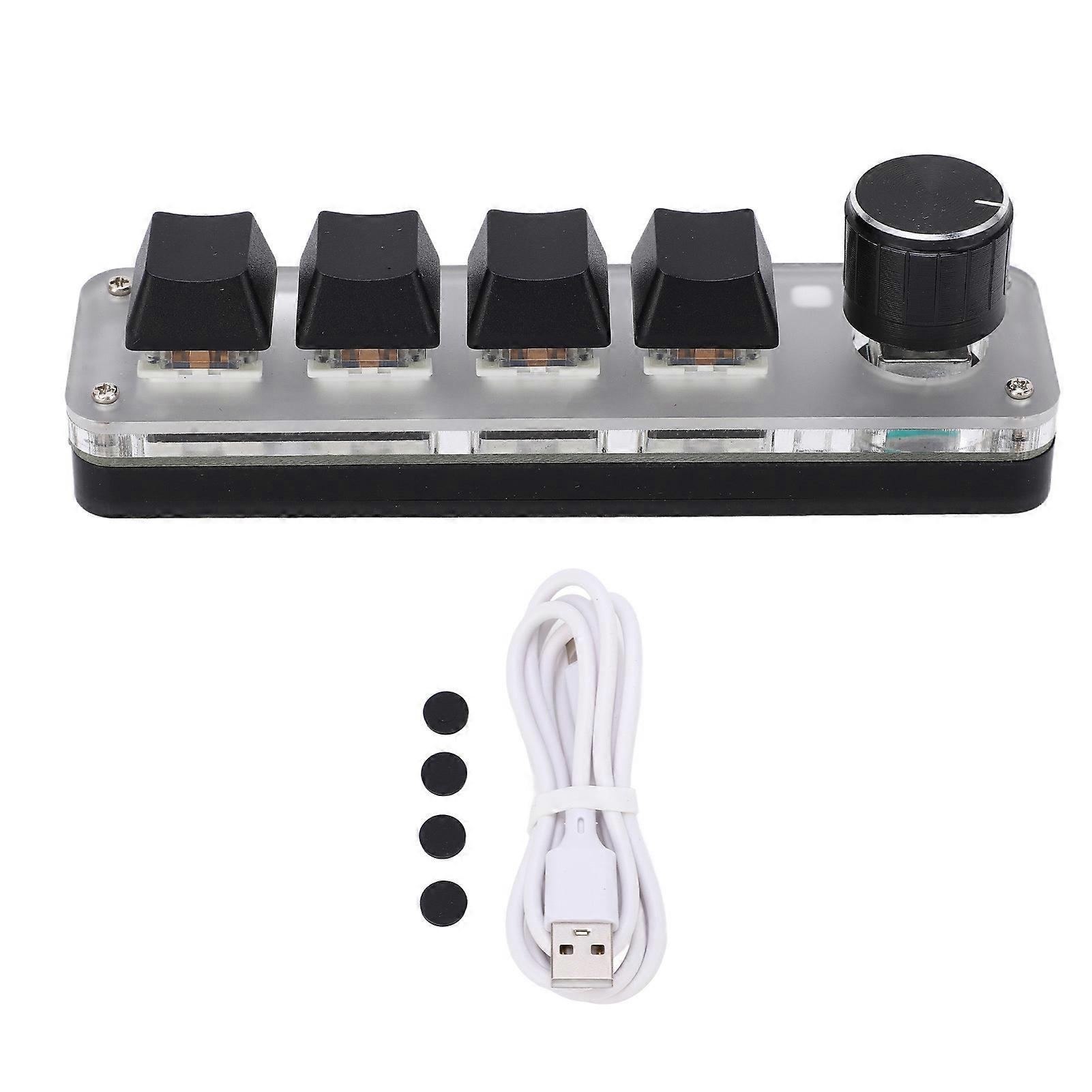 One Handed Mechanical Keyboard 4 Key with Adjustable RGB DIY Programmable Keypad for Office Gaming