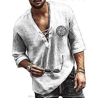 T-Shirt Homme Oversize Été Chemise Plage Lin Respirante Manches Courtes Poche - Coupe Large Confort