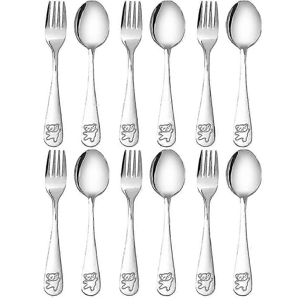 12 stk. Børnesølvtøj rustfrit stål Børnebestik og gaffelsæt Småbørn