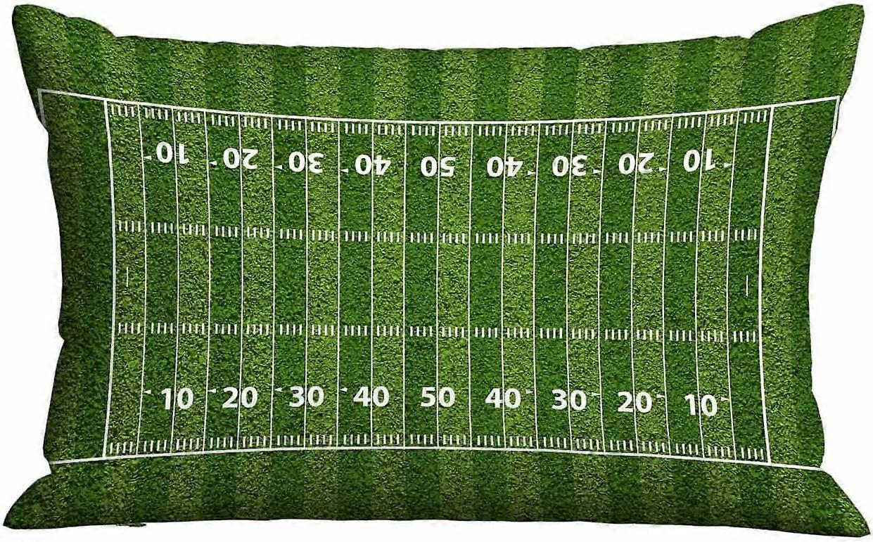 Capa de Almofada de Campo de Futebol American Hash Marks Yard Lines Grass Textured Solid Rectangle Fronha para Sofá Quarto Sofá 20X36 Polegadas, 13397