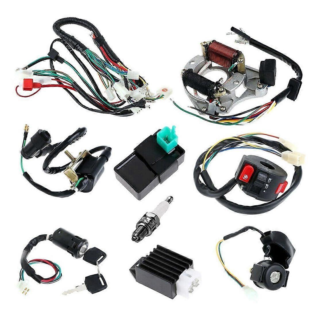 Complete Stator Wiring Harness CDI Ignition Coil Solenoid Set for ATV Electric Quad Bike 50Cc - 125Cc