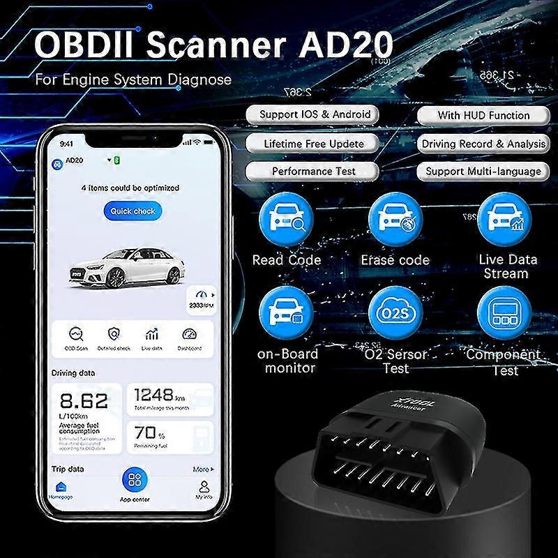 2023 Xtool Advancer Ad20 Obd2 Car Code Reader Scanner For Android /ios Full Obd Function Diagnostic 