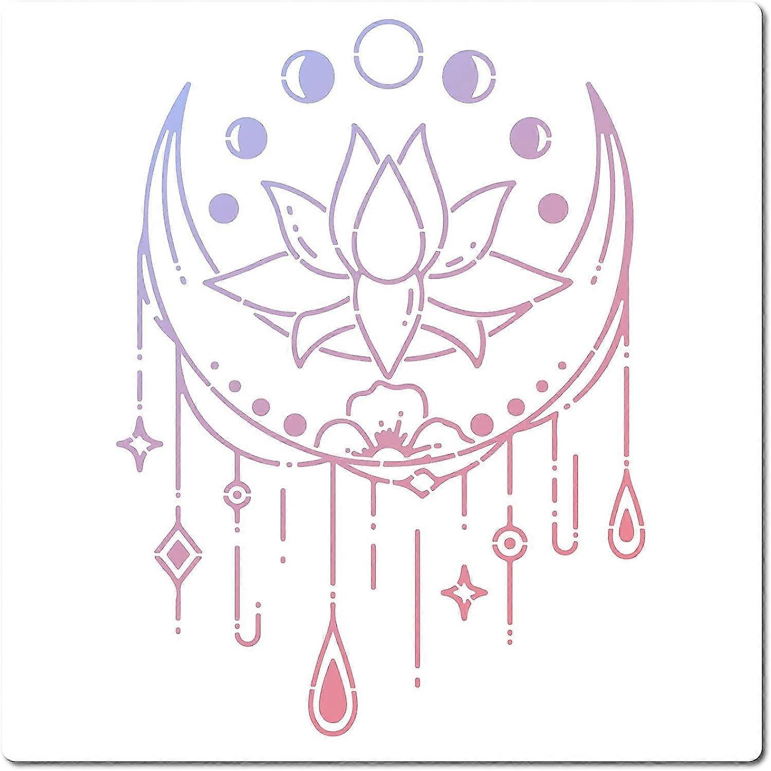 1pc Large Moon Star Stencils Flowers Reusable Painting Stencil Templates ToolsPlastic Stencil for Painting