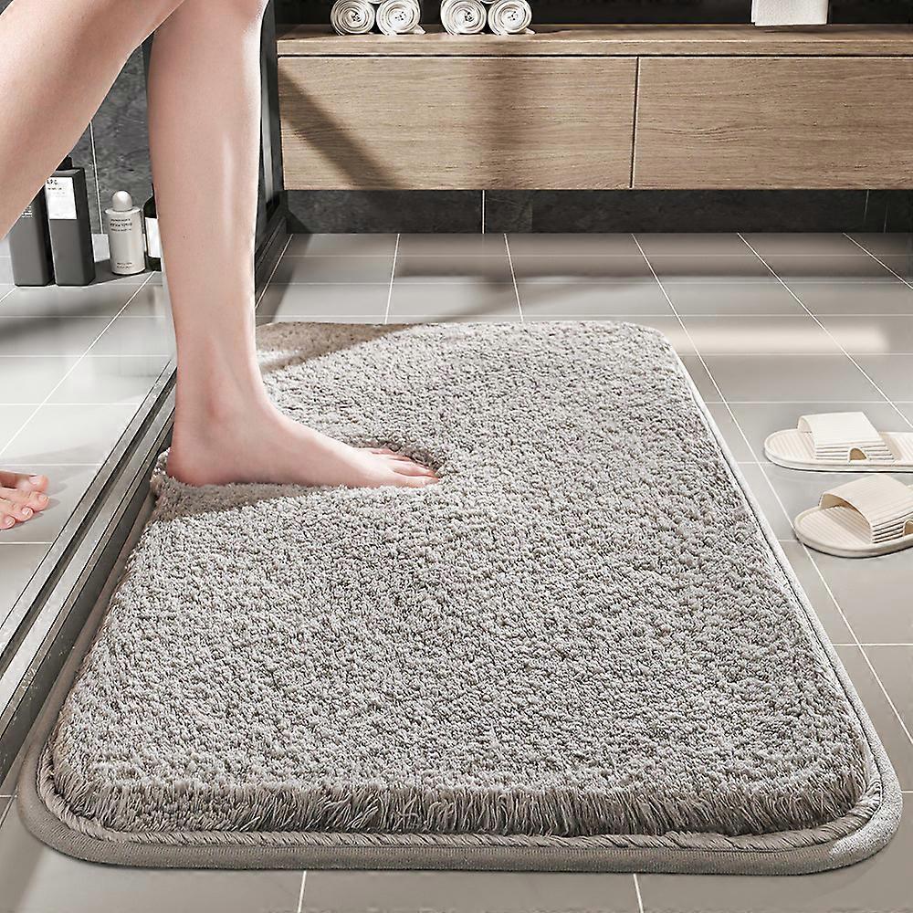 Baderomsteppe for baderom-antiskli absorberende baderomsmatte Ekstra myke badematter i mikrofiber -Vaskbare myke plysj raggete baderomstepper og matter til Sh