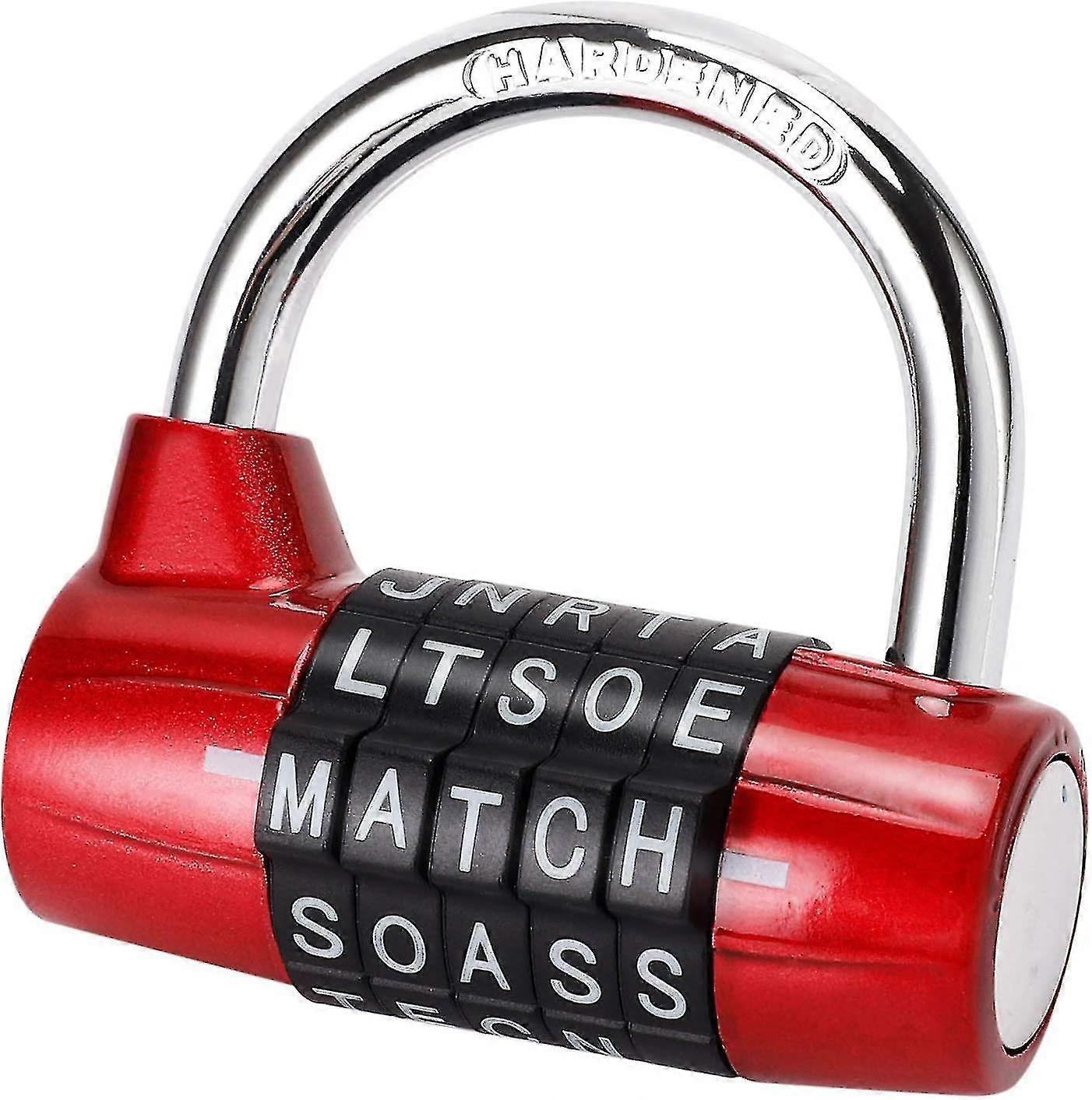 Gym Locker Lock, 5 Letter Combination Lock Password Sturdy Security Padlock (red)