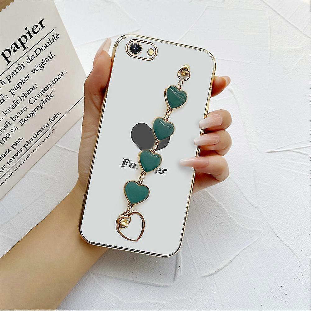Mobile Phone Case Electroplated Tpu Painted Vivo V5 Plus With Emerald Green Heart Bracelet