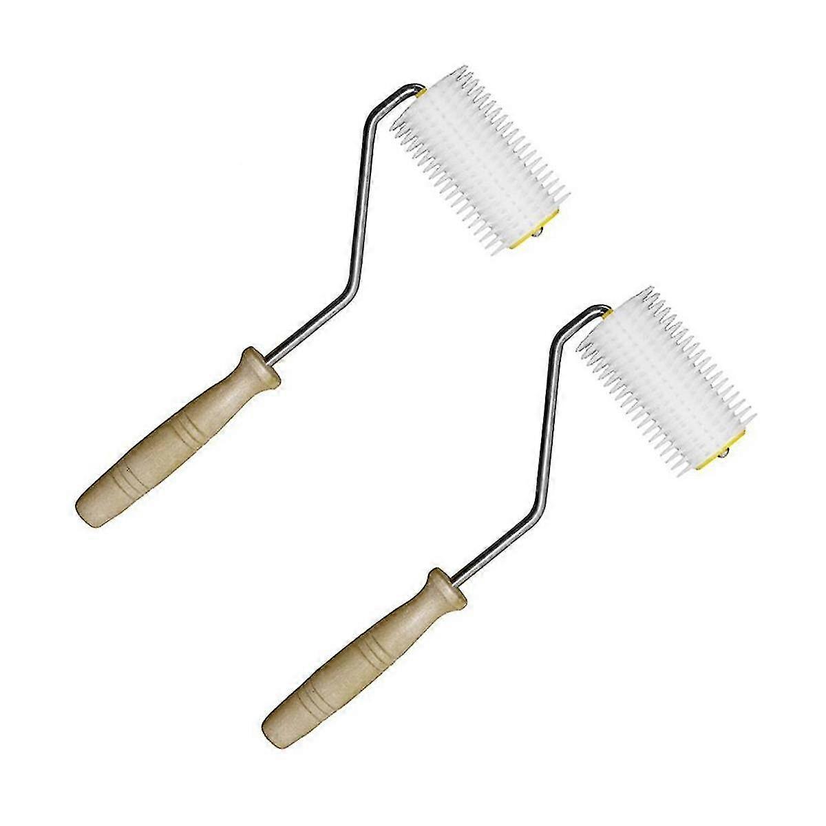 2pcs Premium Wooden Handle Hive Uncapping Needle Roller For Beekeeping