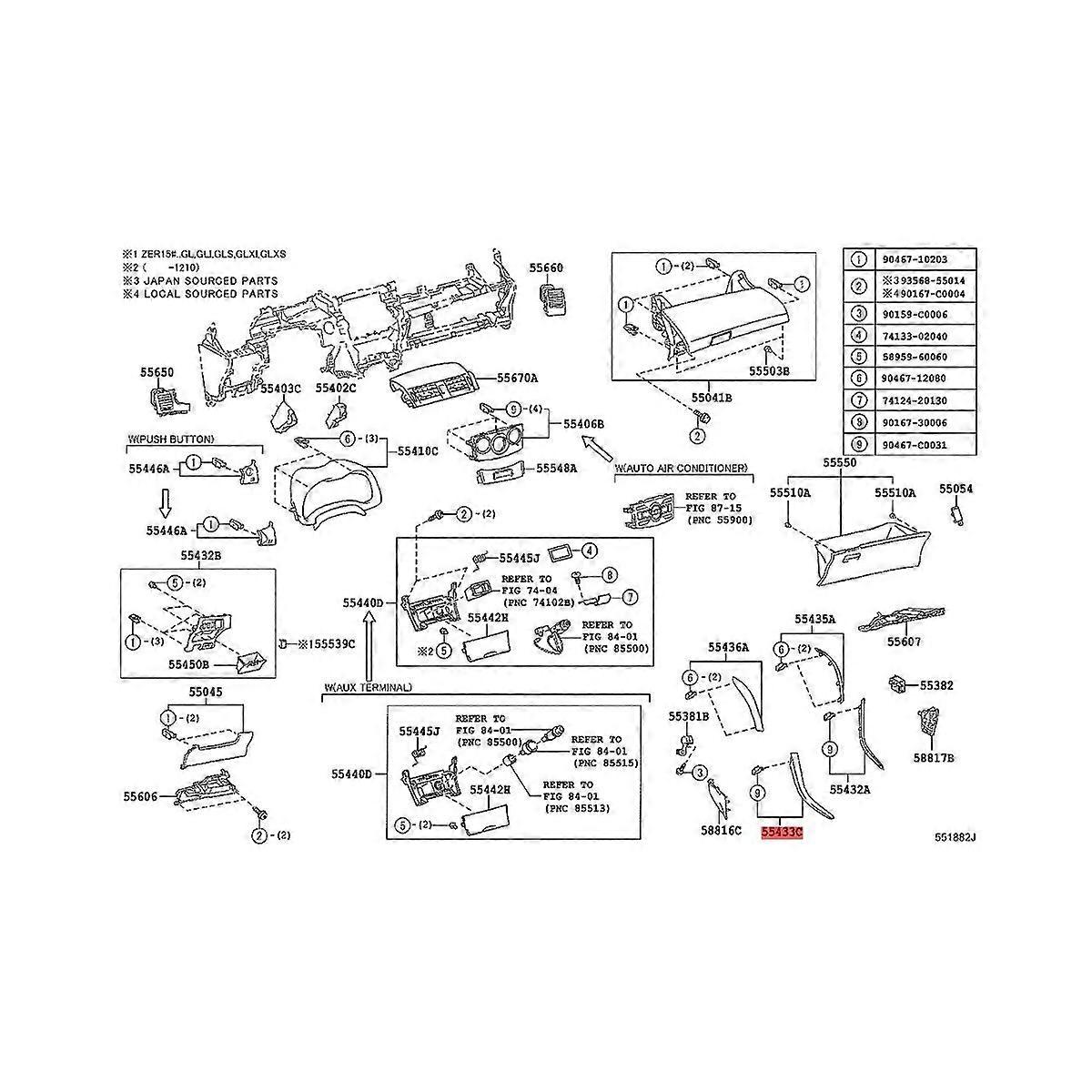 1Set Center Air Chrome Trim Strip for Altis 2007-2013 Dashboard Lower+Upper Trim Cover Silver Grey