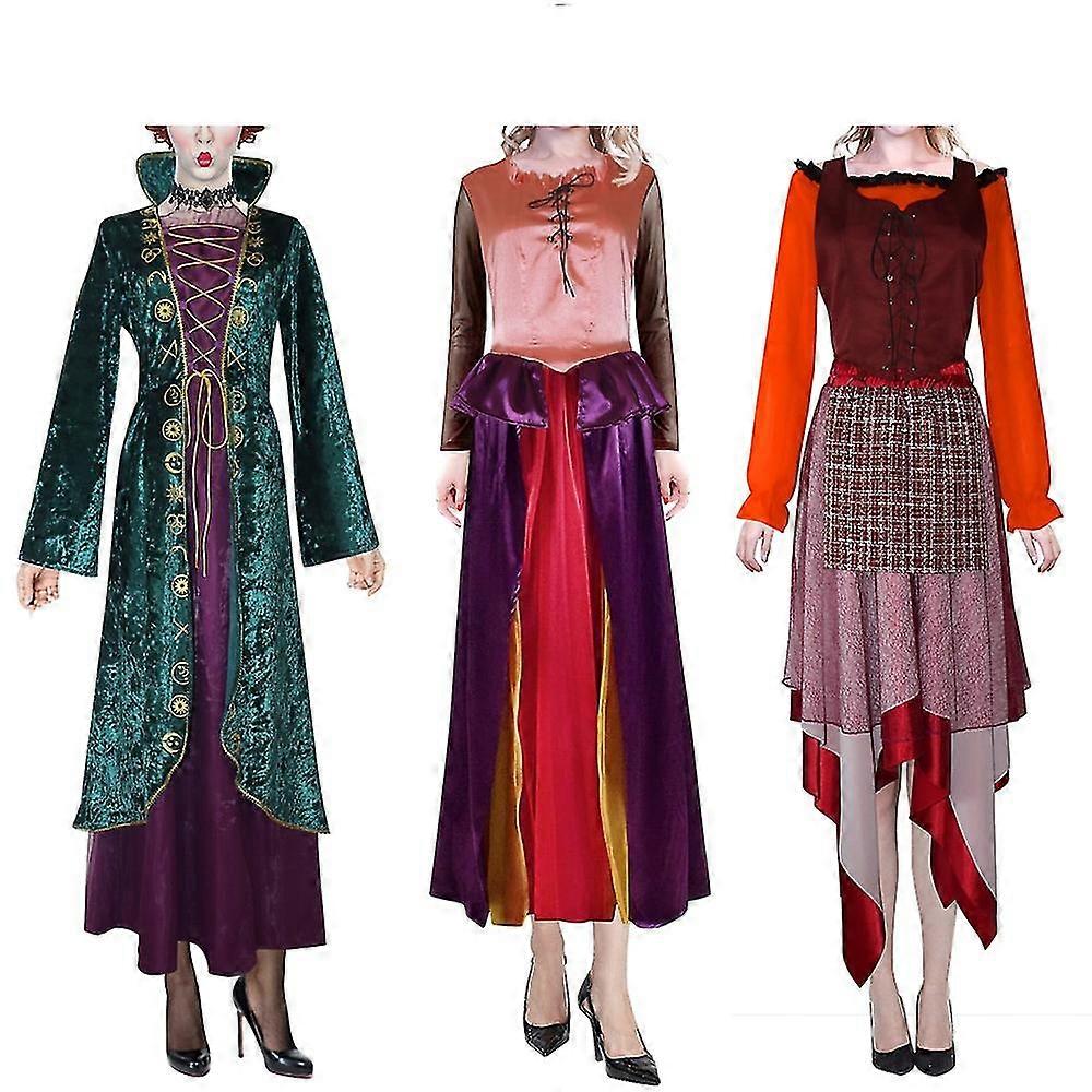 Hocus Pocus Ortaçağ Cosplay Yetişkin Elbise Cadılar Bayramı Kostümü